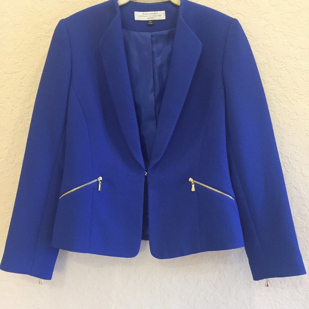 Tahari Arthur S Levine Royal Blue Jacket Size 4P